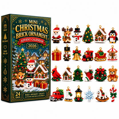⏳ Último día para ahorrar un 49 % – 🎄 Calendario de Adviento con mini adornos navideños | 24 sets de construcción festivos y únicos con colgadores; perfectos para decorar árboles de Navidad, coronas y otros adornos festivos 🧱