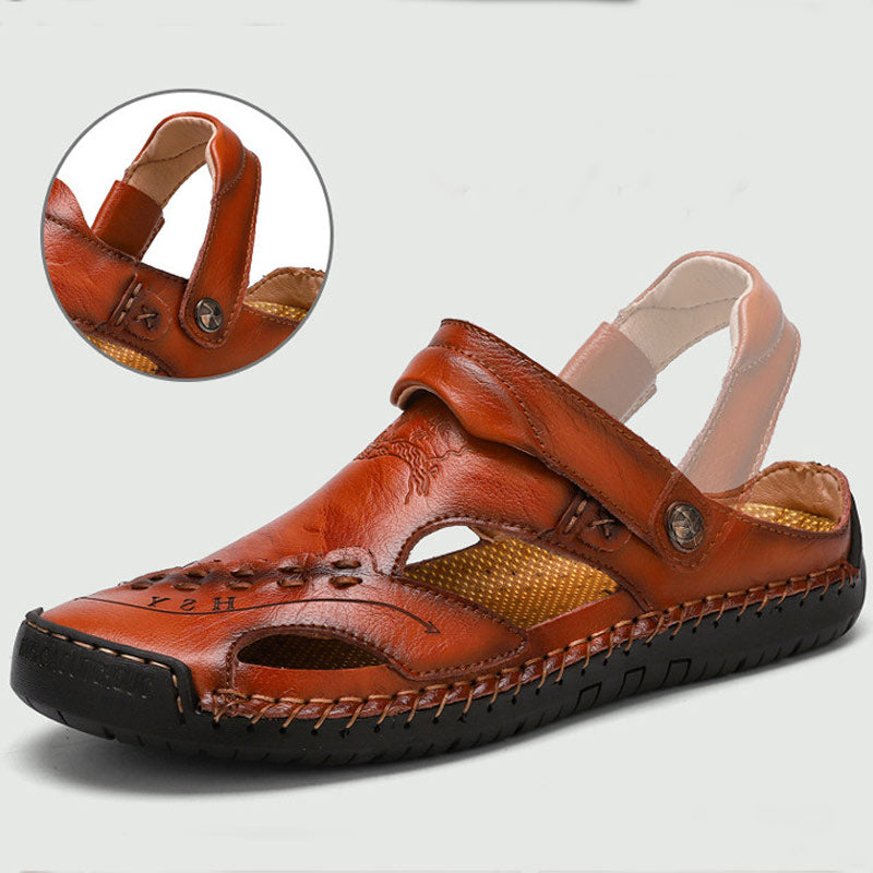 🔥VENTA FINAL🎁--60% DE DESCUENTO 🎉 Sandalias de cuero casuales, transpirables y hechas a mano para hombre