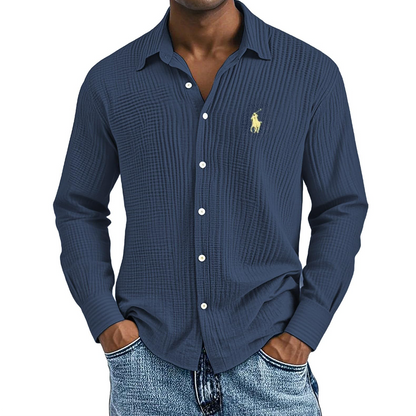 🔥🔥Ofertas especiales de año nuevo 2026: Camisas largas de algodón texturizado, informales, holgadas y cómodas para hombre