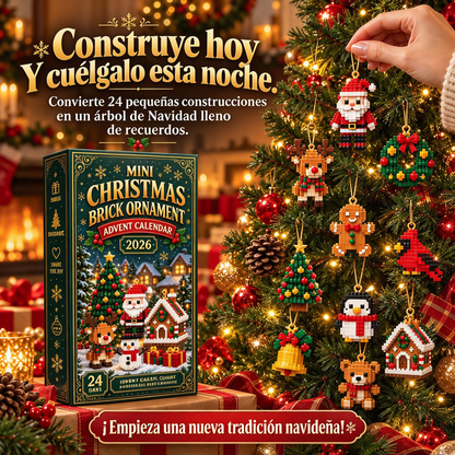 ⏳ Último día para ahorrar un 49 % – 🎄 Calendario de Adviento con mini adornos navideños | 24 sets de construcción festivos y únicos con colgadores; perfectos para decorar árboles de Navidad, coronas y otros adornos festivos 🧱