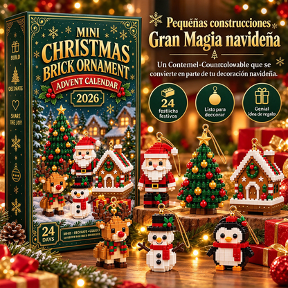 ⏳ Último día para ahorrar un 49 % – 🎄 Calendario de Adviento con mini adornos navideños | 24 sets de construcción festivos y únicos con colgadores; perfectos para decorar árboles de Navidad, coronas y otros adornos festivos 🧱