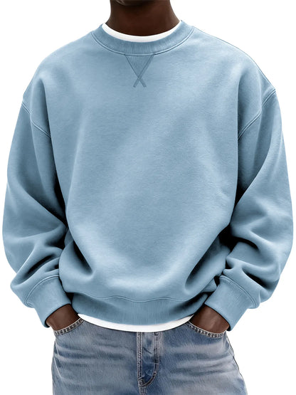 Sudadera de hombre confeccionada en algodón grueso con patrón de punto de cruz y cuello redondo