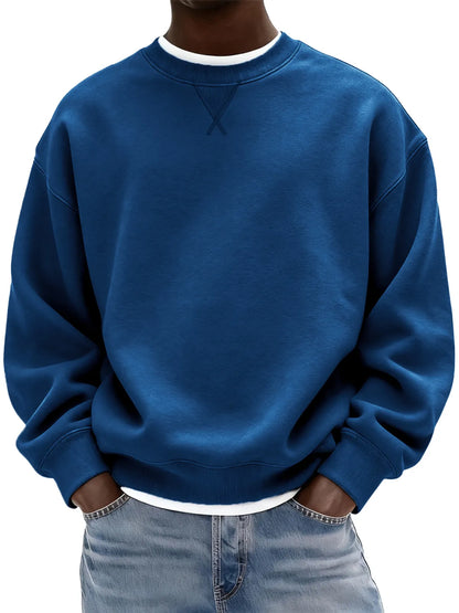 Sudadera de hombre confeccionada en algodón grueso con patrón de punto de cruz y cuello redondo